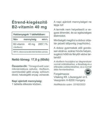 Vitaking B2 Riboflavin 40 mg 60 db - Vitaking termékek