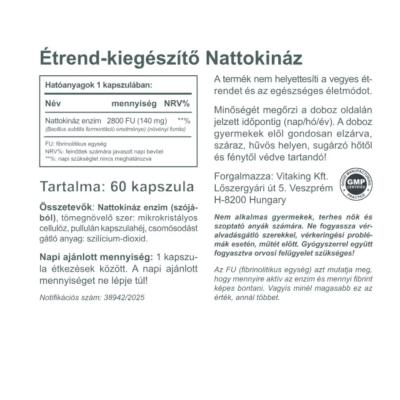 Vitaking Nattokináz enzim 2800FU 60 db - Vitaking termékek